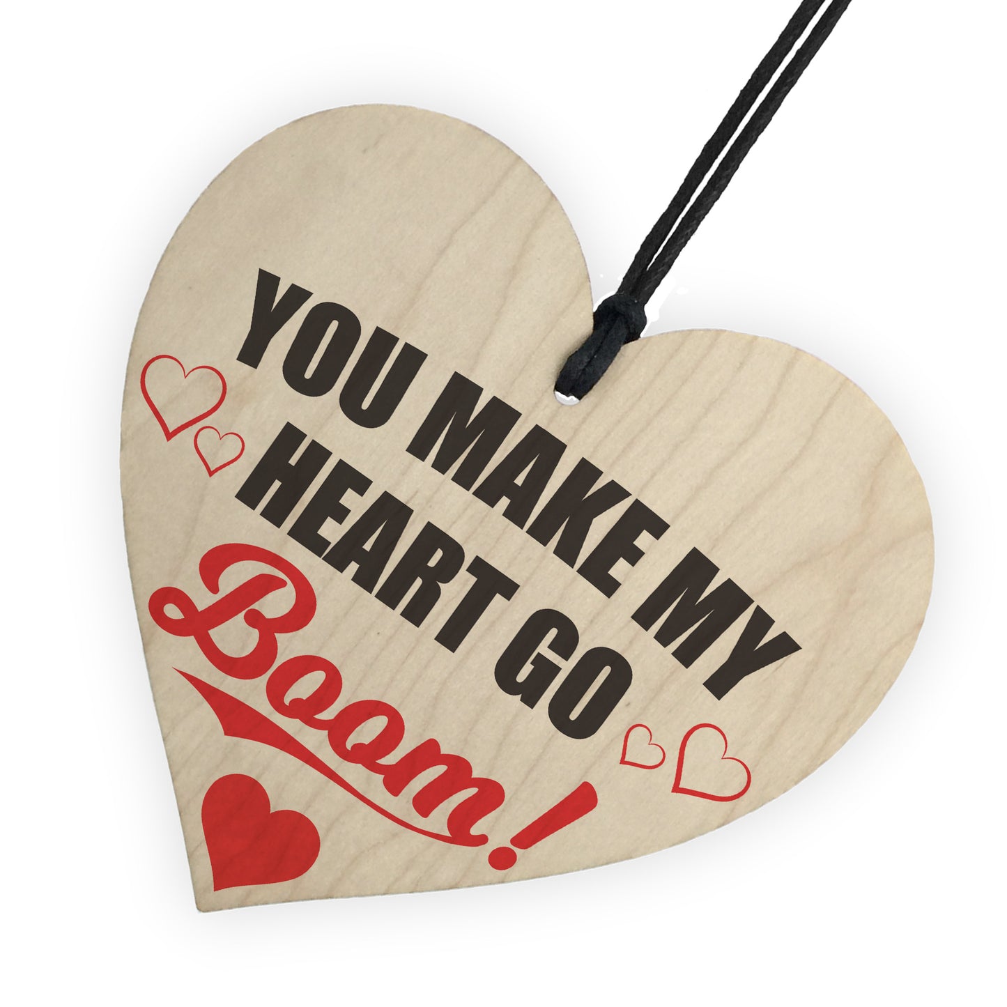 Heart Go Boom Wooden Hanging Heart Shabby Chic Plaque