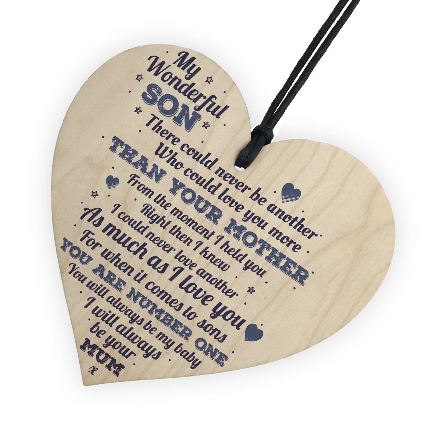 My Wonderful Son Wooden Heart Mum Son Special Birthday Gift