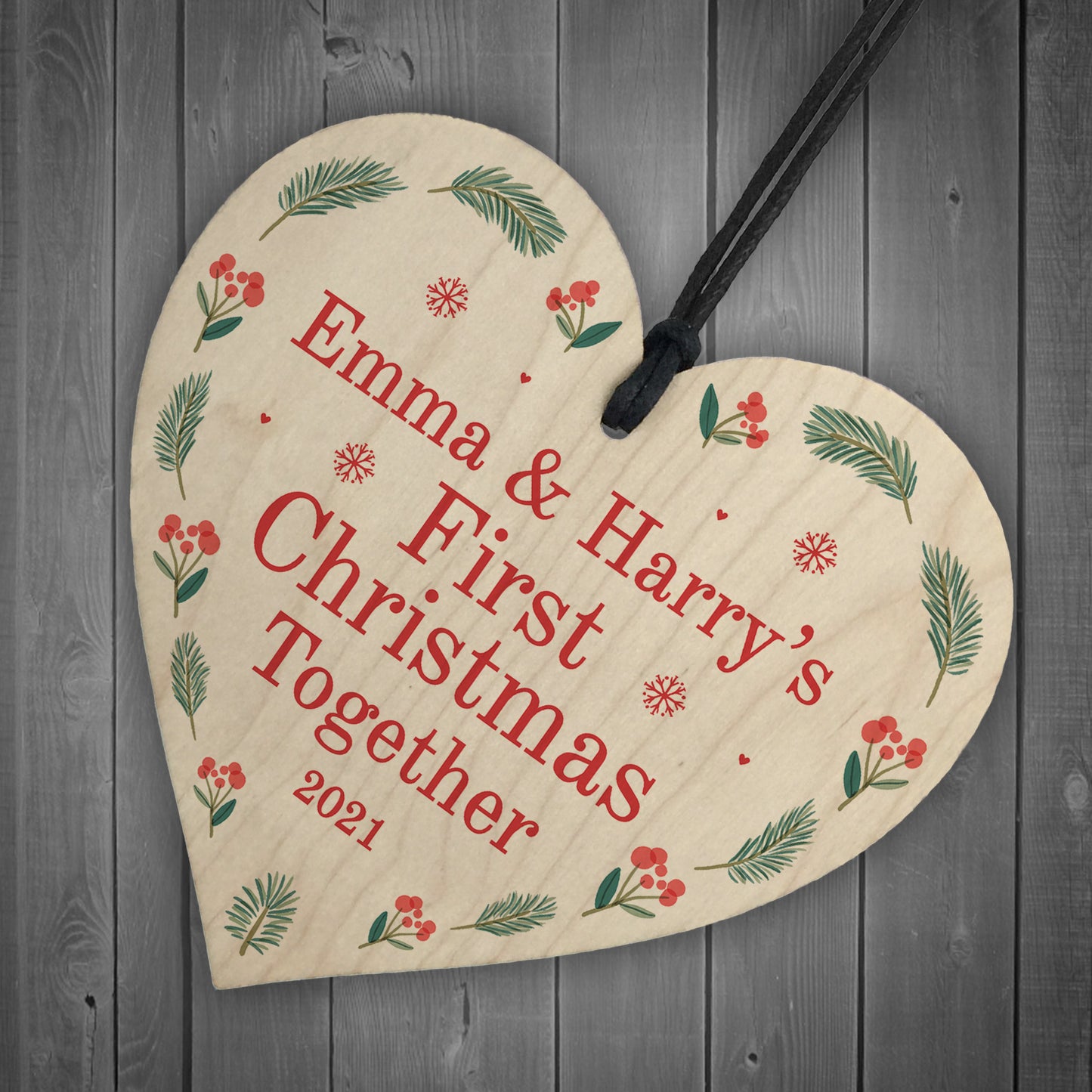 First 1st Christmas Together PERSONALISED Wood Xmas Gifts