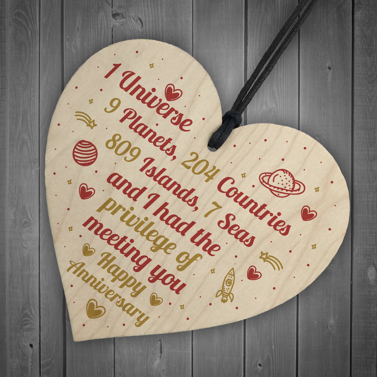 Happy Anniversary Gift Handmade Wooden Heart Plaque Gift For Her