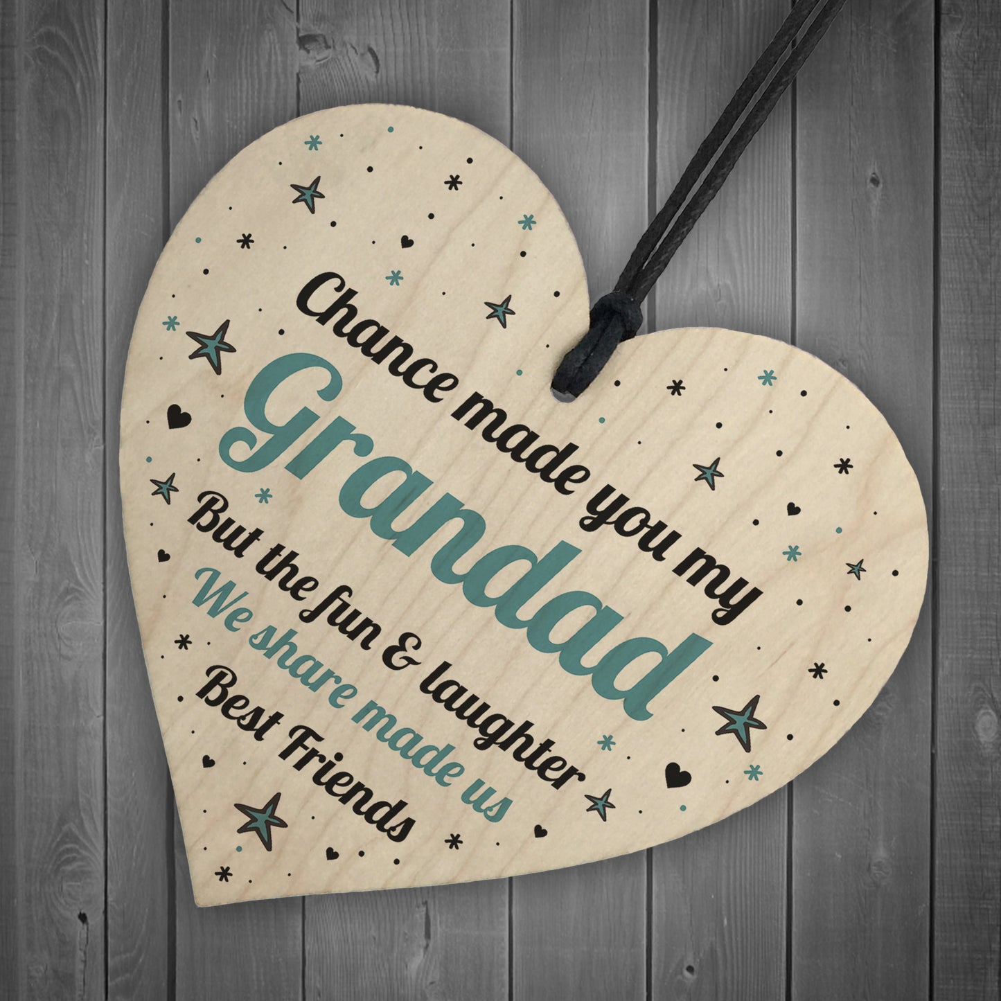 Grandad Gift For Best Friend Wood Heart Grandad Birthday Xmas
