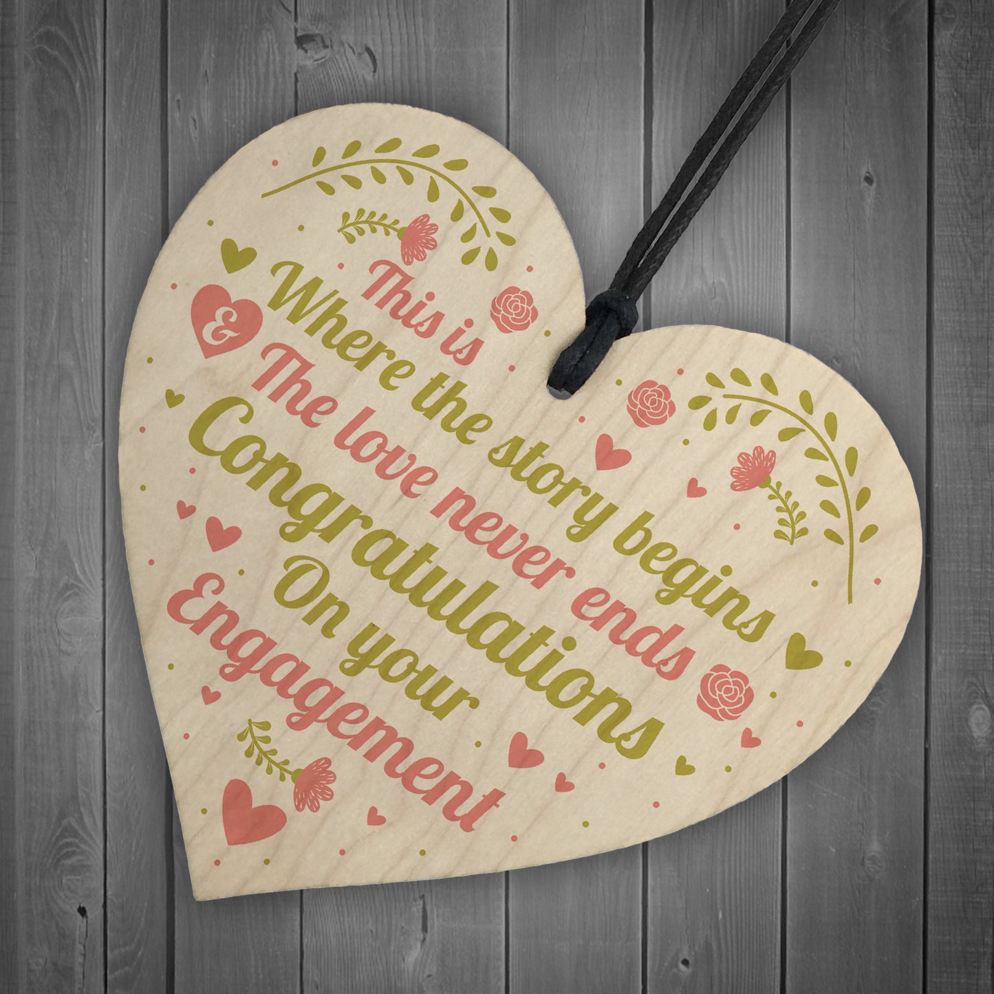 Congratulations On Your Engagement Wedding Gift Wood Heart Sign