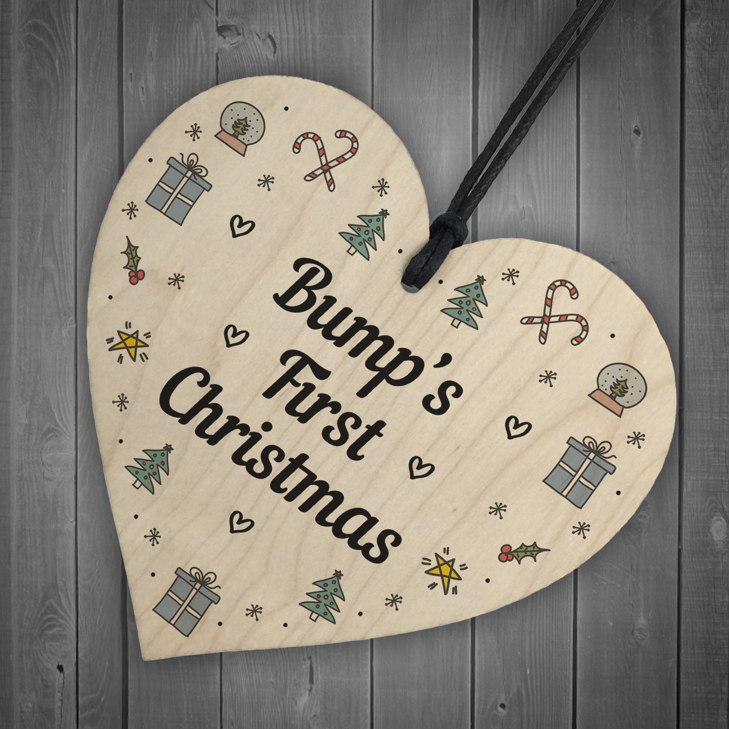 Handmade Bumps First Christmas Wood Heart Babys 1st Christmas
