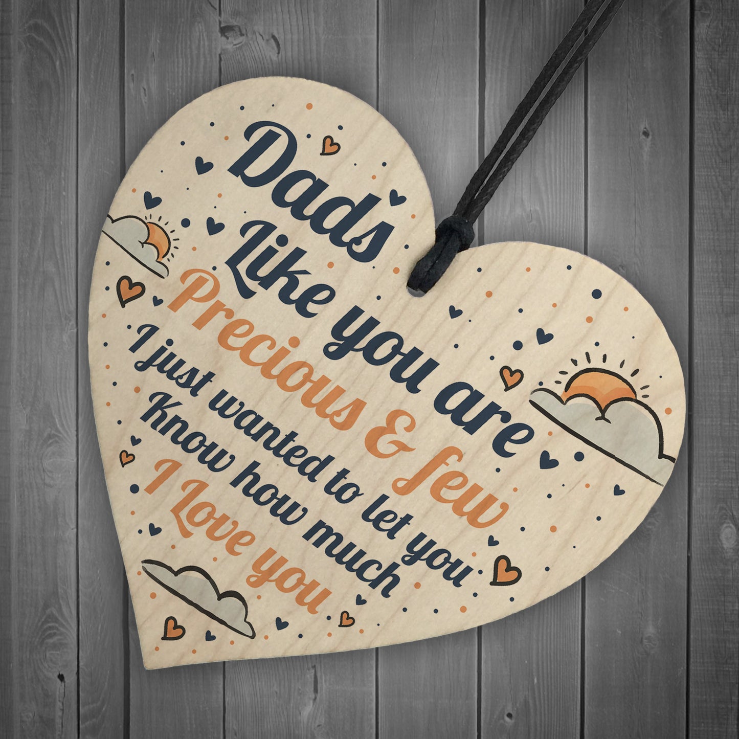 Cute Fathers Day Gift For Dad Wood Heart Birthday Gift For Dad
