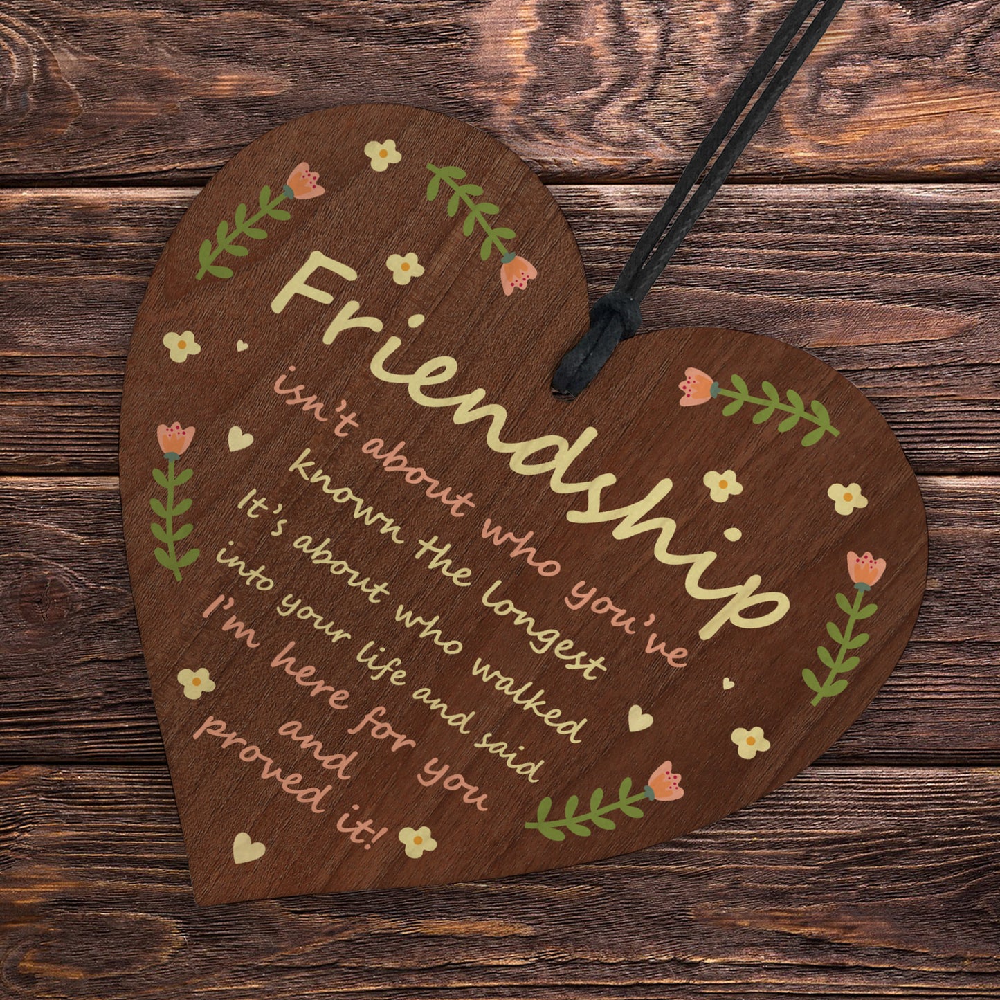 Best Friends Wood Hanging Heart Friendship Gift Sentimental Gift