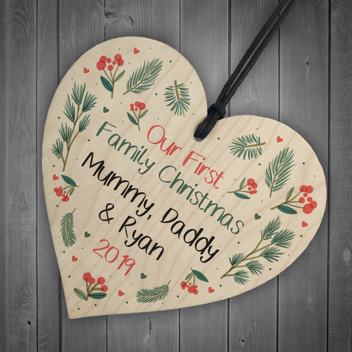 Personalised 1st Christmas Mum Dad Baby Bauble Tree Decor Heart