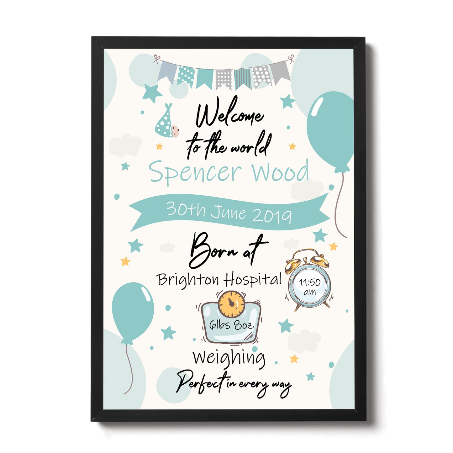 Newborn Baby Gift Baby Boy Christening Gift Baby Nursery Print