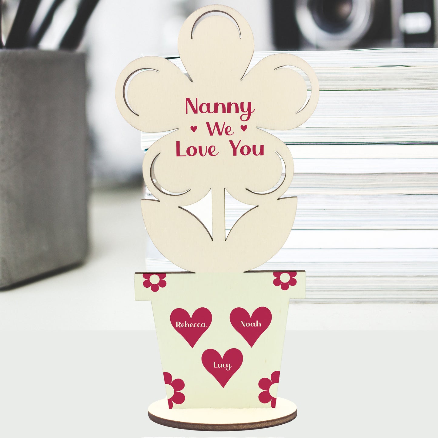 Personalised Birthday Mothers Day Gift For Nanny Wood Flower