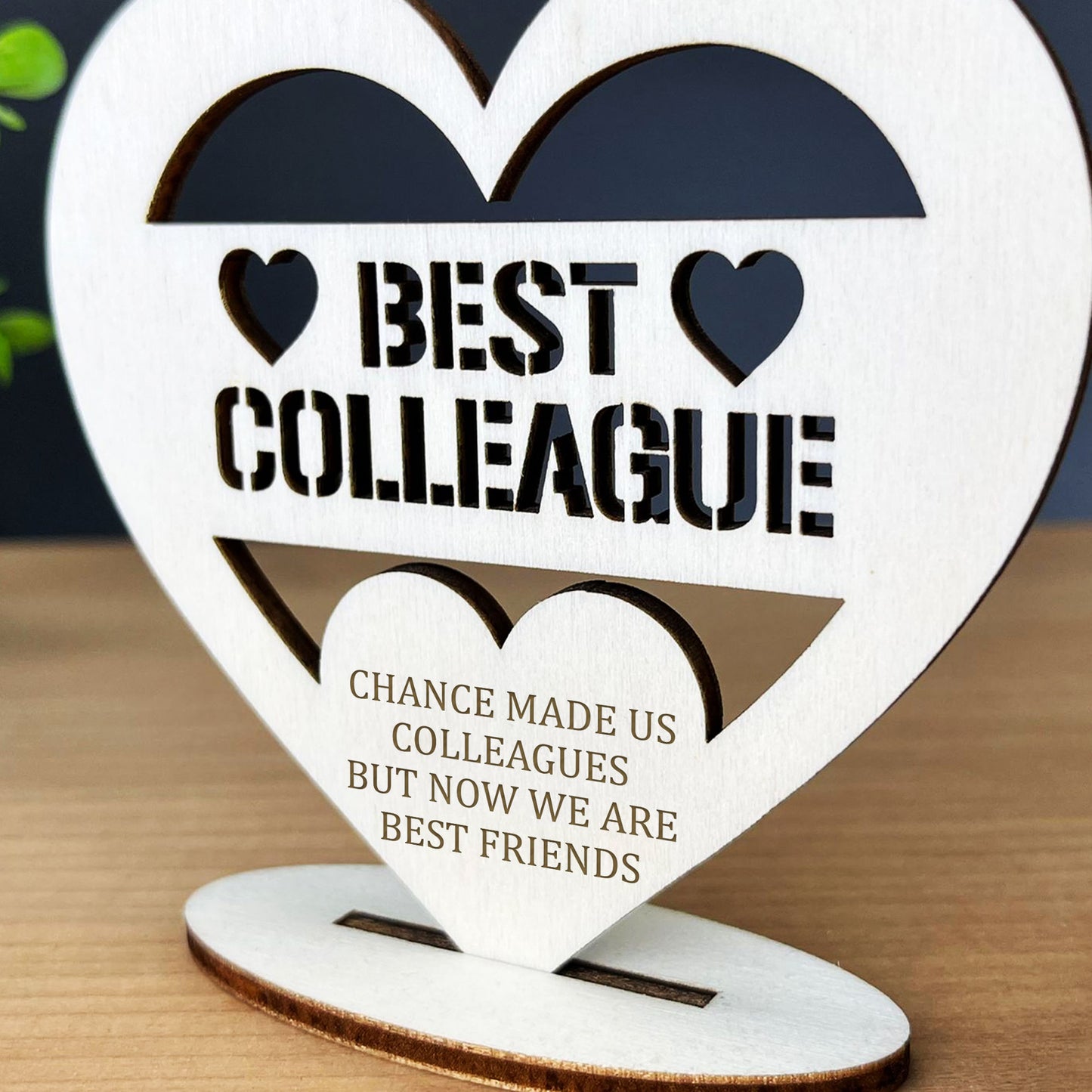 Chance Made Us Colleagues Leaving Job Gift Wood Heart Friendship
