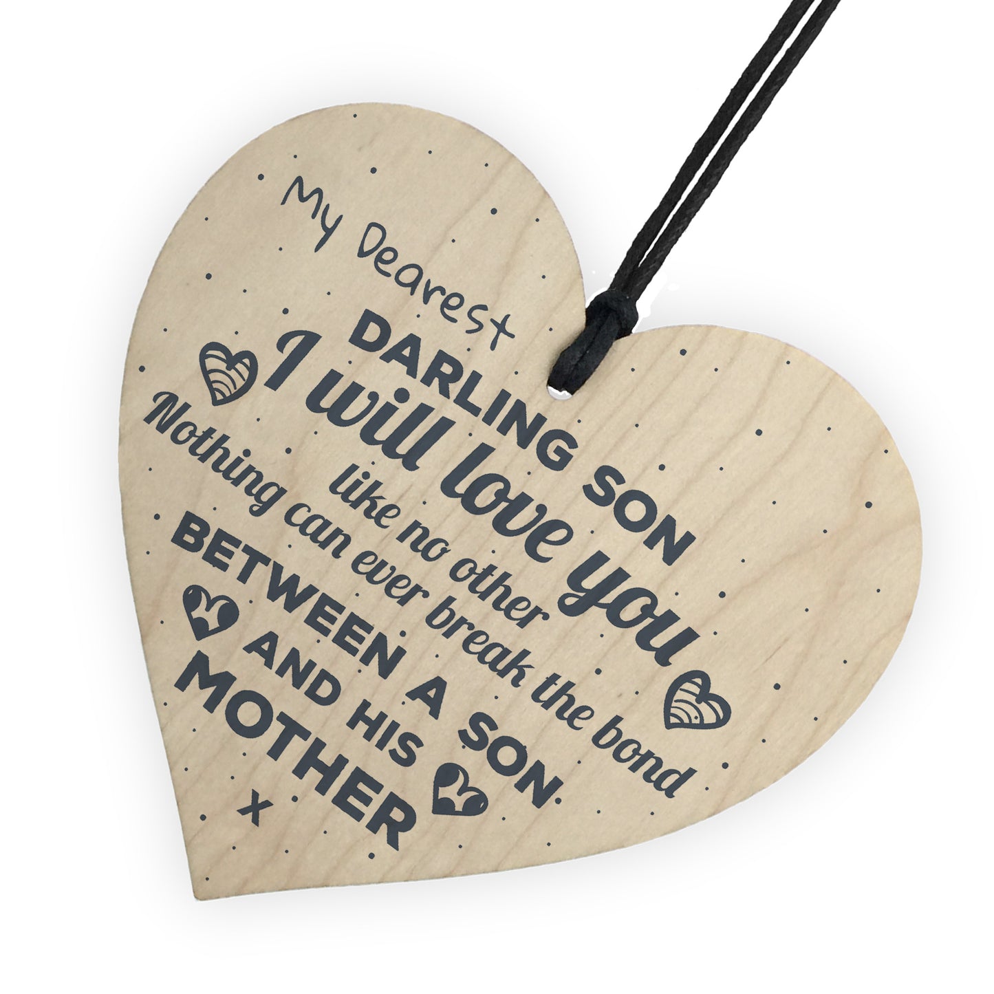 Gift For Son Mum Birthday Wooden Hanging Heart Keepsake Poem