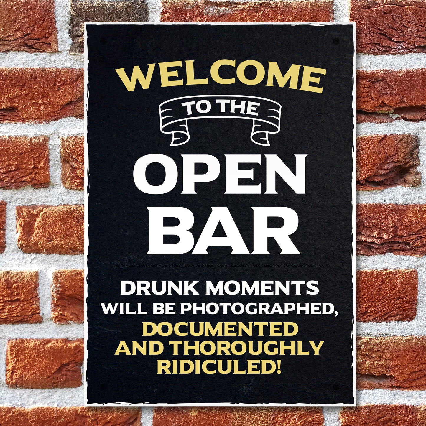 Welcome To The Open Bar Sign Hanging Wall Art Man Cave Pub Bar