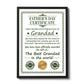 Framed Grandad Certificate For Fathers Day Gift For Grandad