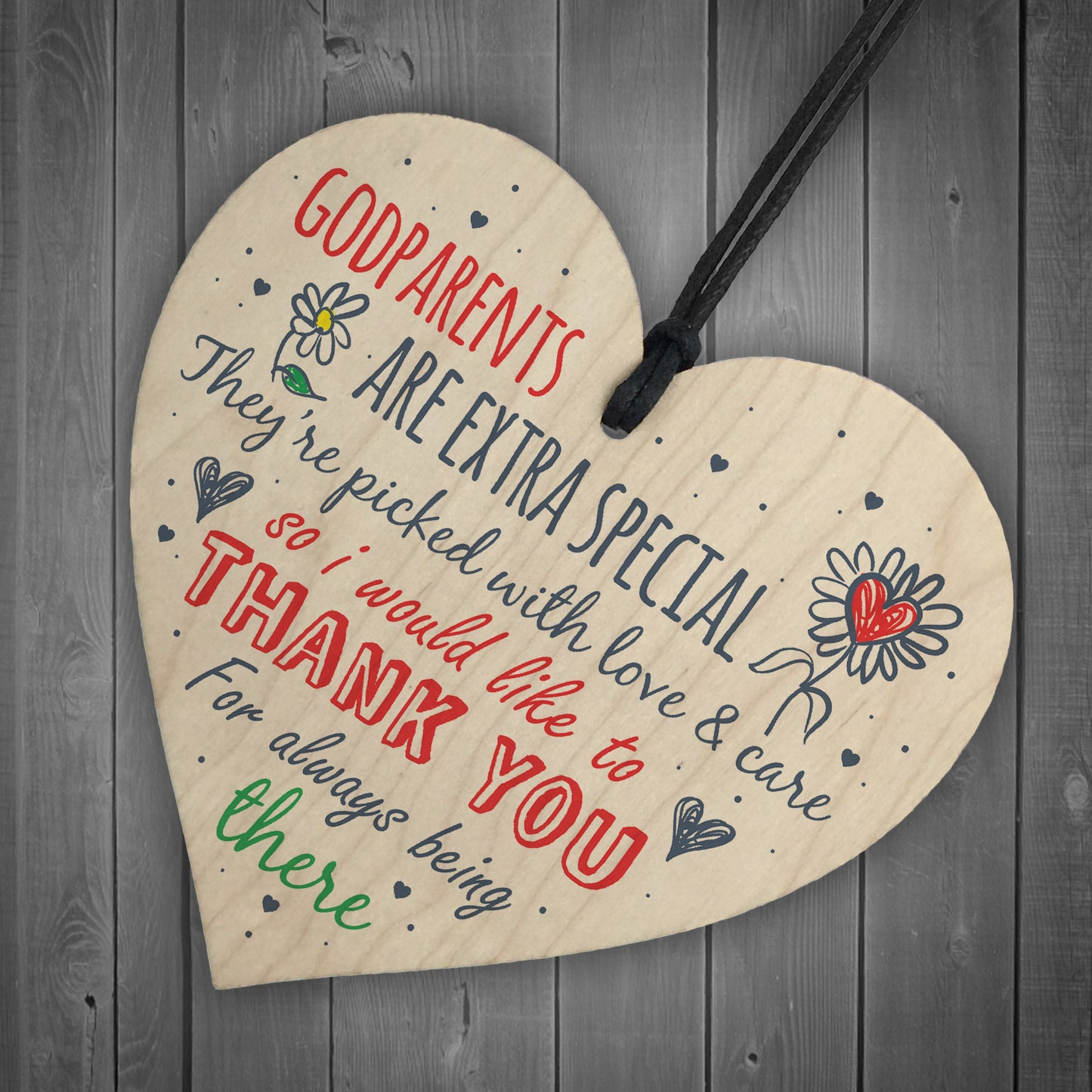 Godparent Godmother Godfather Gift Handmade Wooden Heart Plaque