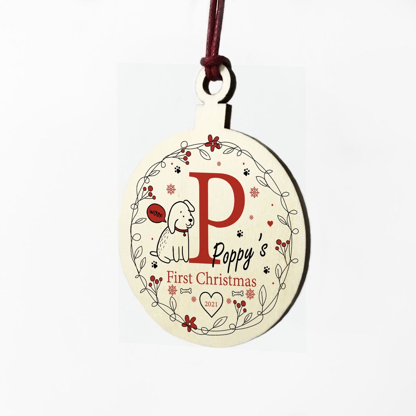 Dogs 1st Christmas Decoration Personalised Quirky Bauble