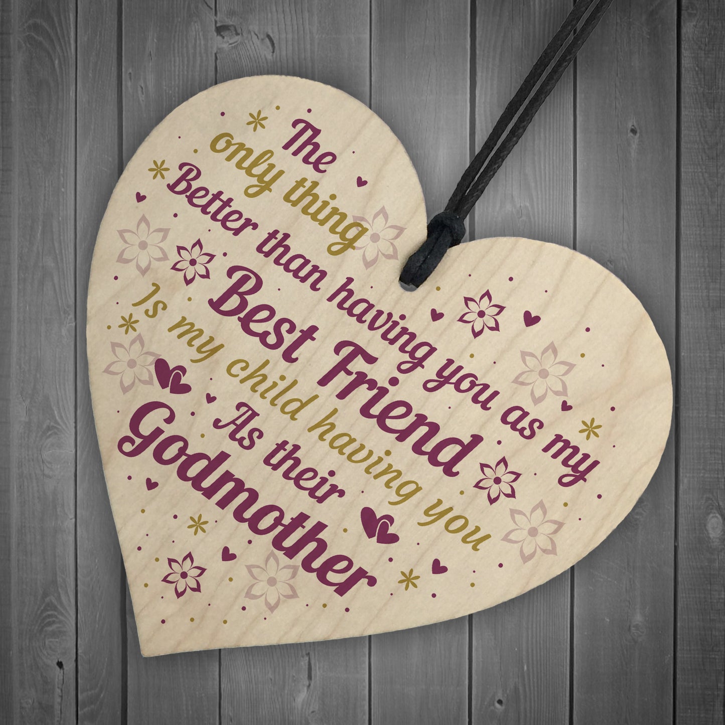 Best Friend Godmother Gifts Wooden Heart Plaque Thank You Friend