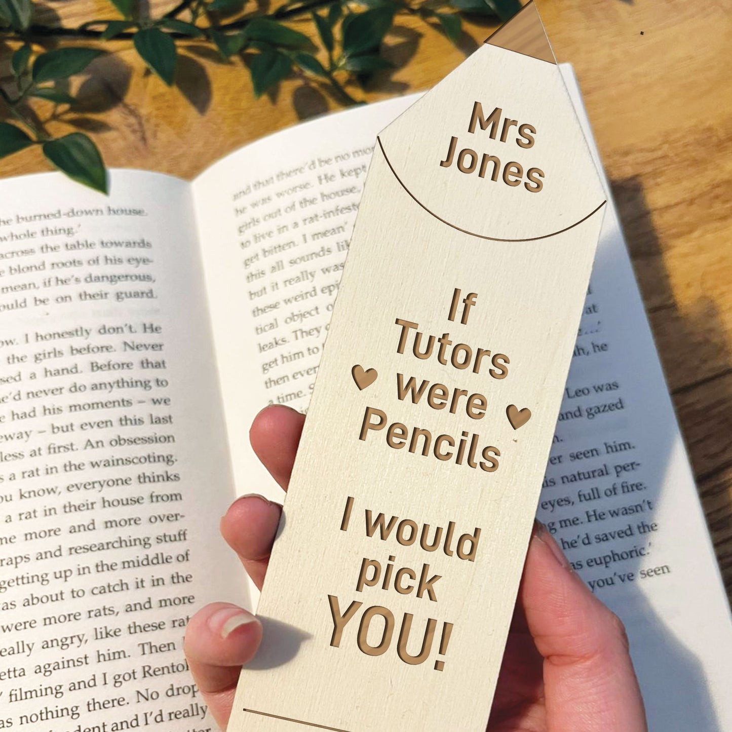 Engraved Wood Bookmark Tutor Gift Thank You Gift For Him Her