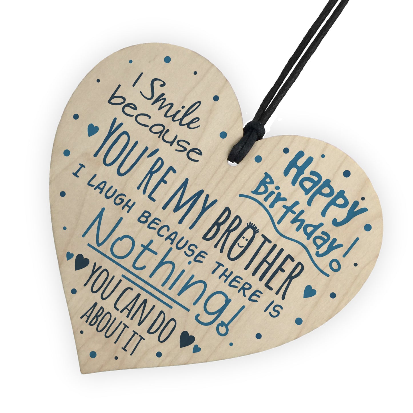 Happy Birthday Wood Heart Brother Sister Mum Dad Funny Card Baby