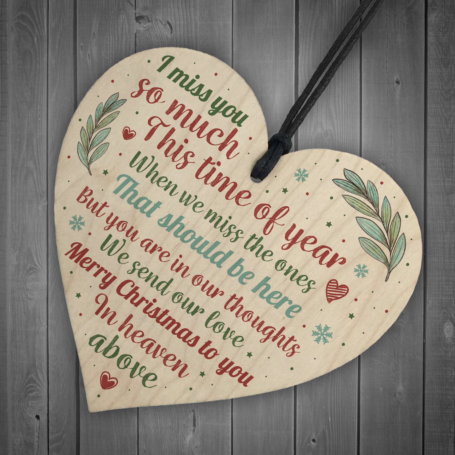 Memorial Christmas Tree Decoration Wooden Heart Plaque Gifts