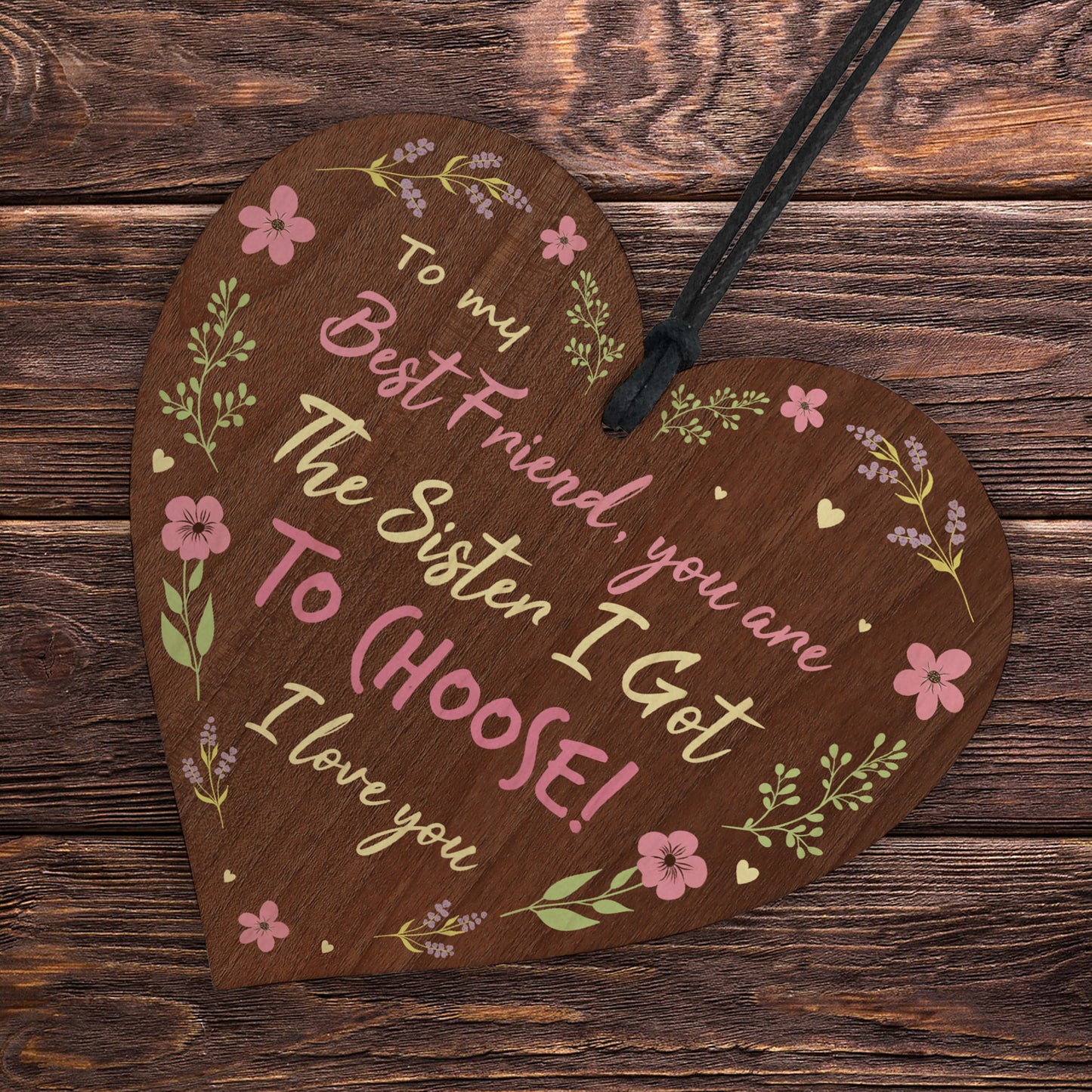 Best FRIEND Sister Gifts Wooden Hanging Heart Birthday Gift