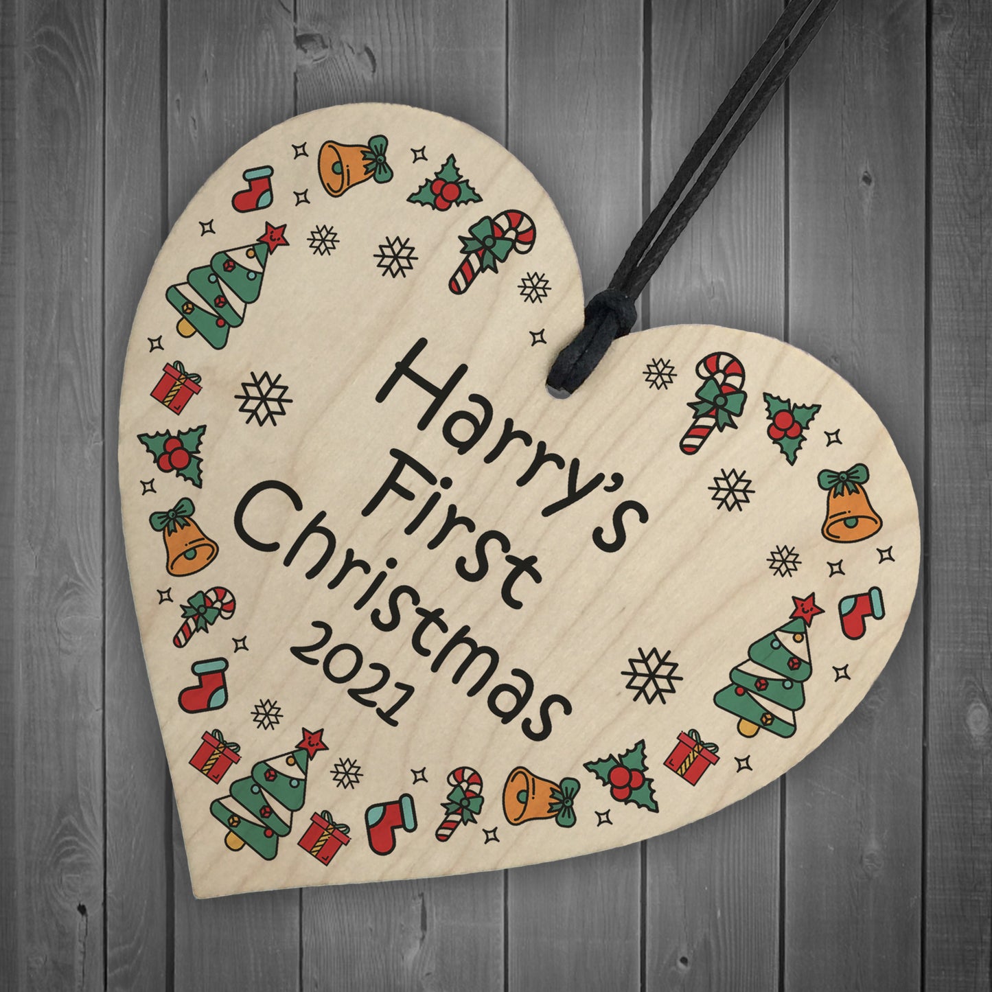Baby's 1st Christmas Bauble Personalised Heart Xmas Tree Decor
