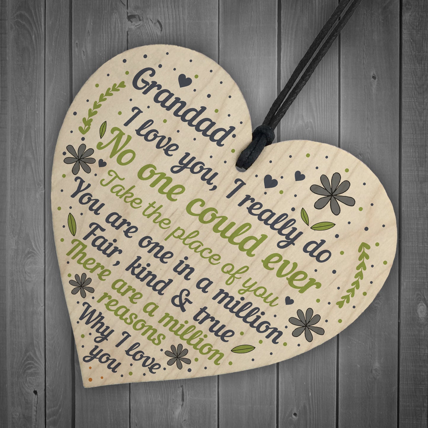 Cute Fathers Day Gift For Grandad Wooden Heart Grandad Gifts