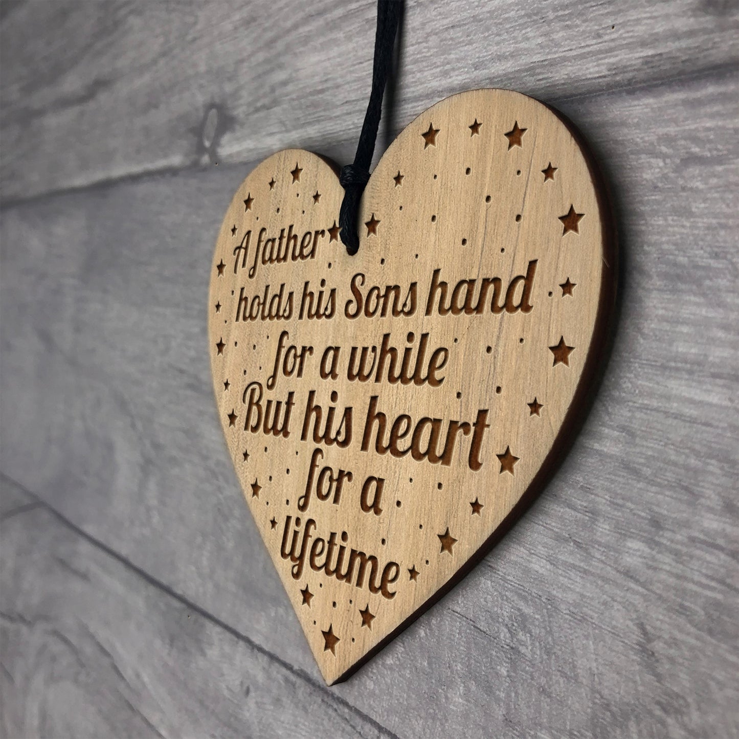 Dad Gift From Son THANK YOU Engraved Heart Dad Birthday Xmas