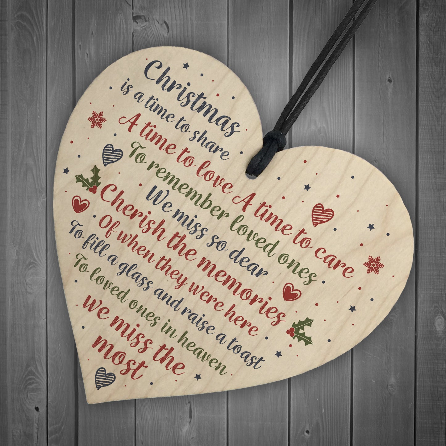 Christmas Tree Decoration Memorial Wooden Heart Plaque Gifts