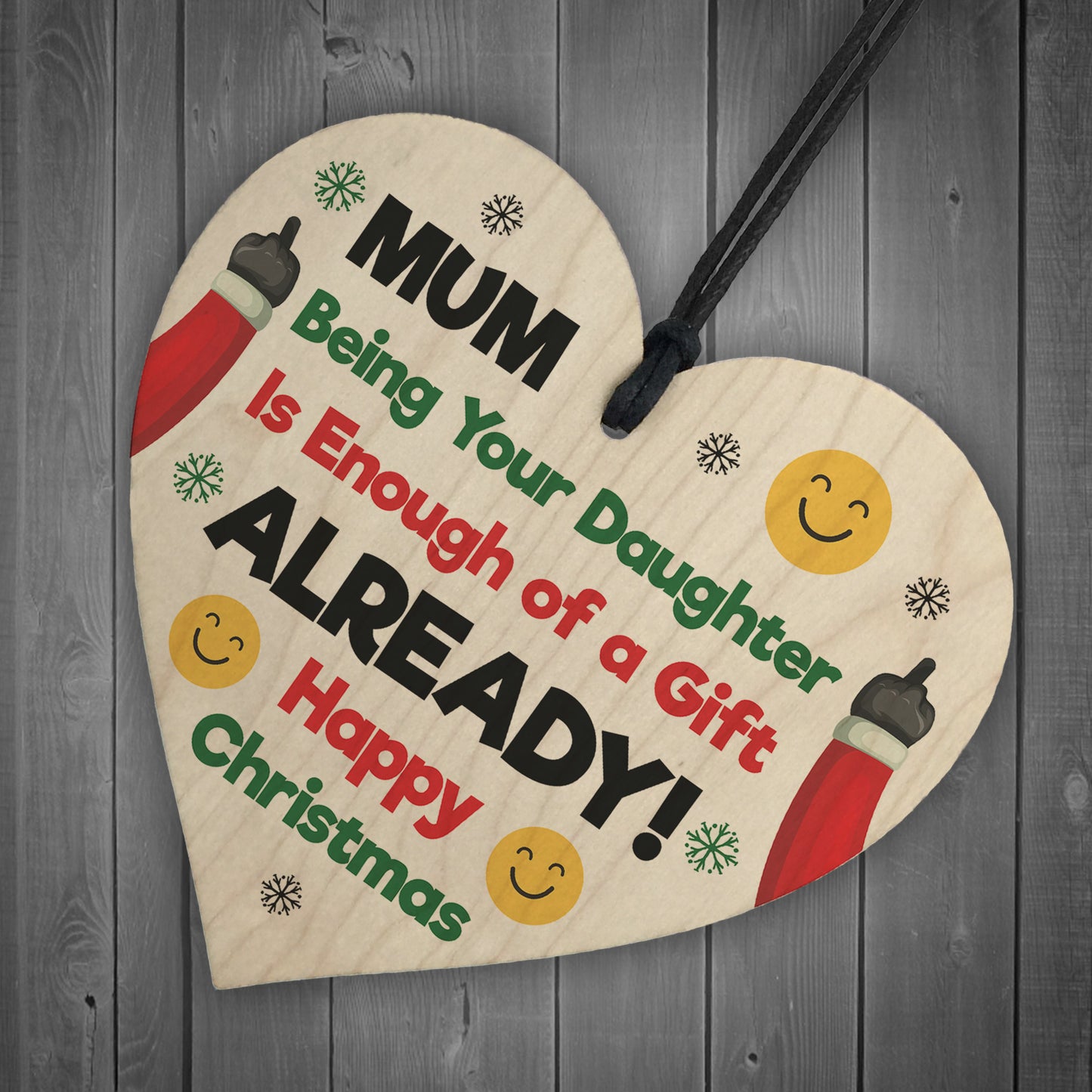 Funny Christmas Gift For Mum From Daughter Wood Heart Joke Gift