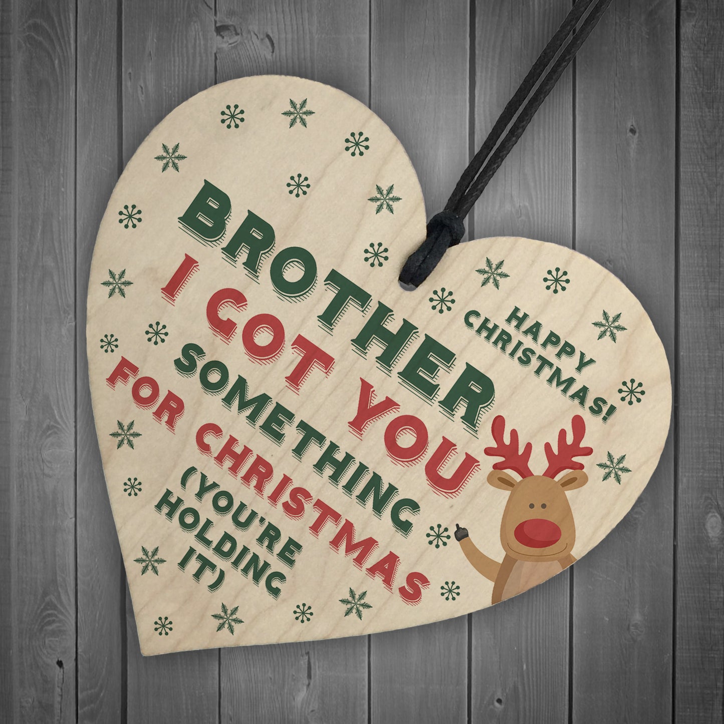 Funny Christmas Gift For Brother Wooden Heart Novelty Rude Gift