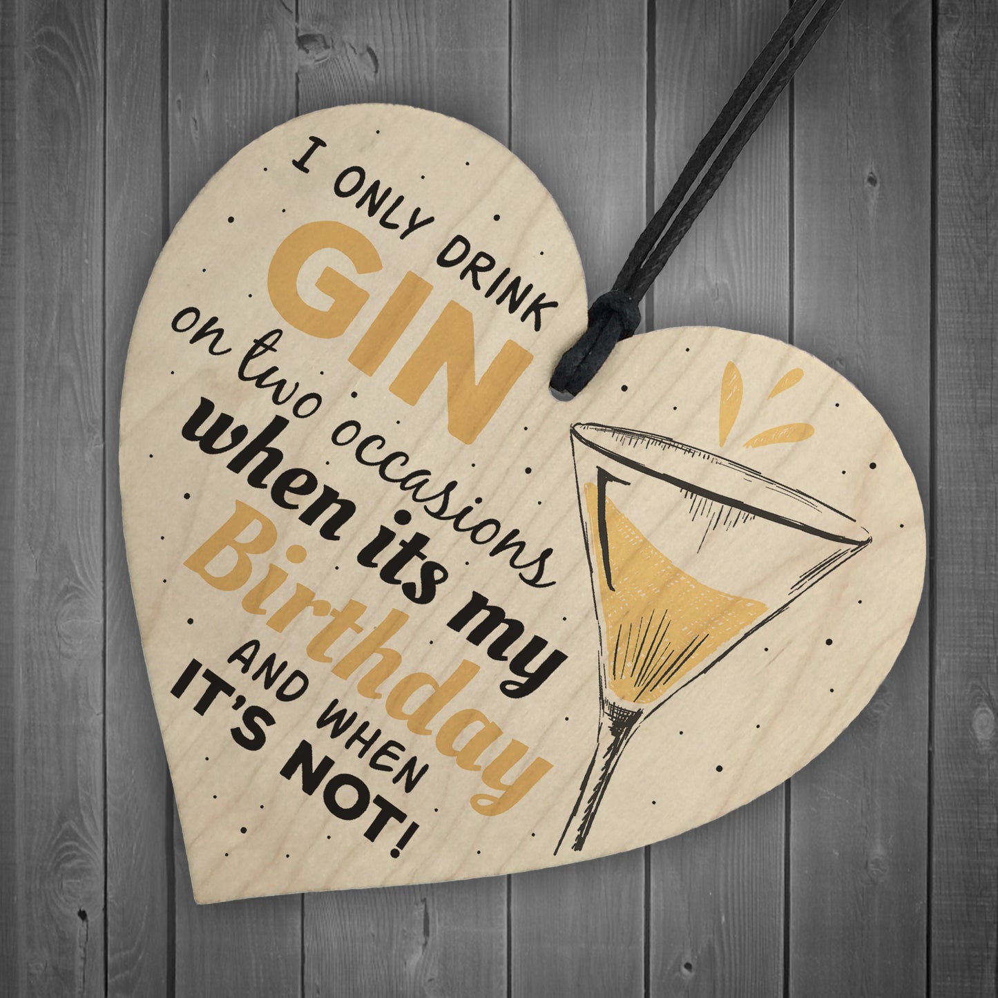 Handmade Wood Heart Sign Gift for Gin Lovers Novelty Birthday