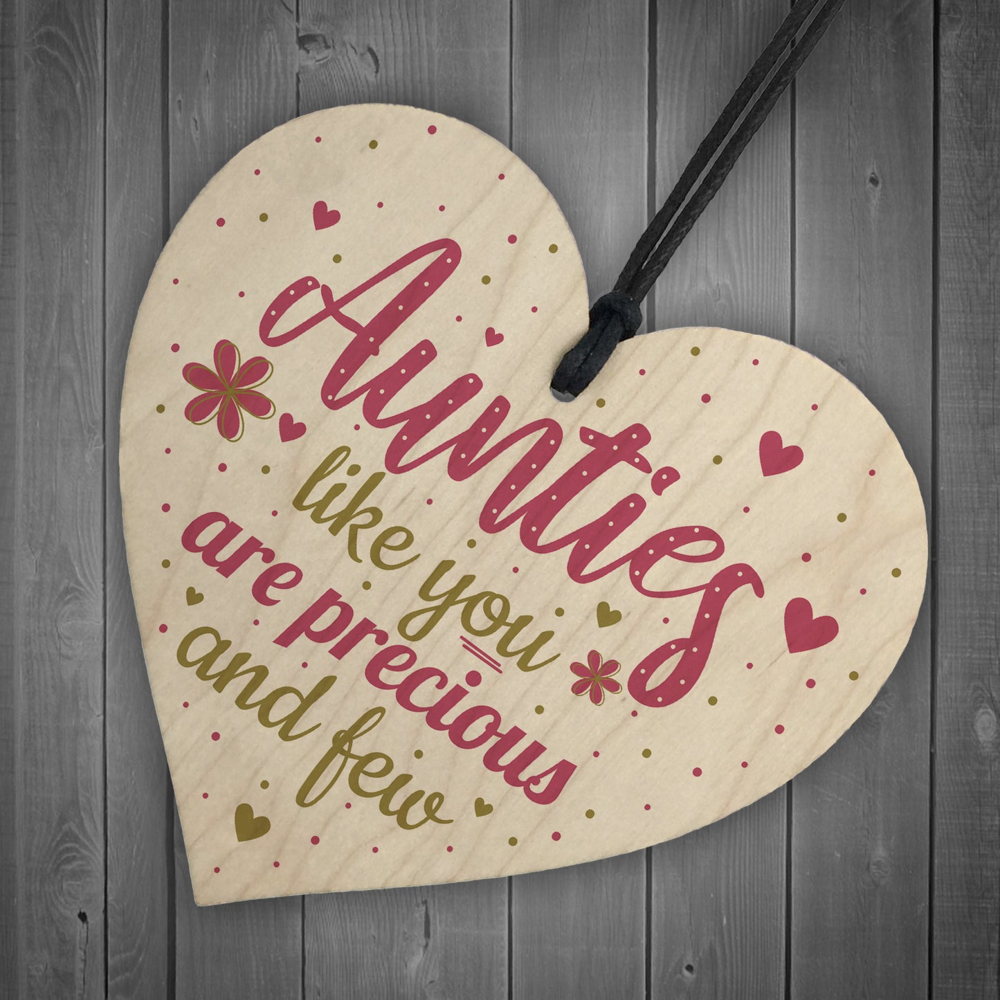 Handmade Auntie Gift Wooden Heart Plaque Birthday Thank You Gift