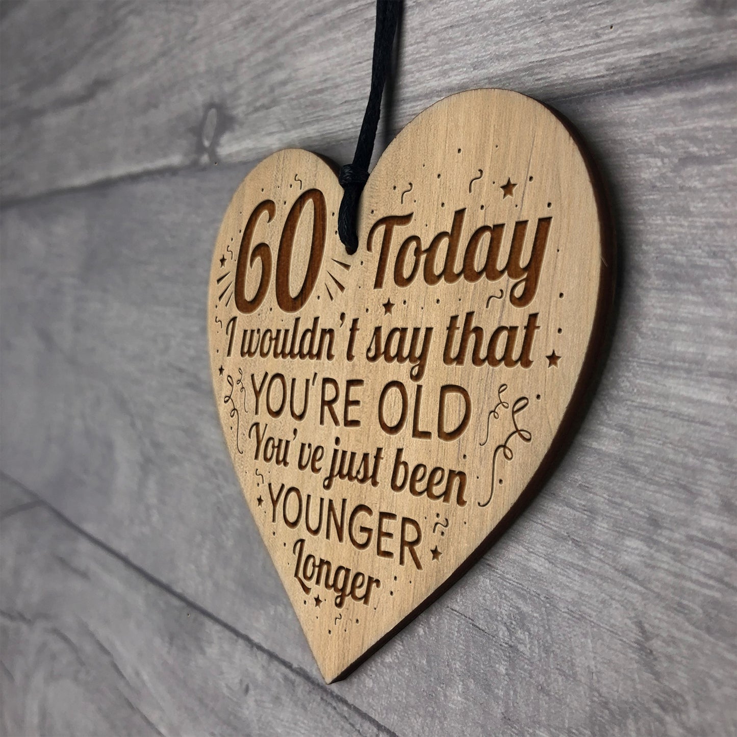 Funny 60th Birthday Gift For Men Women Engraved Heart Decoration
