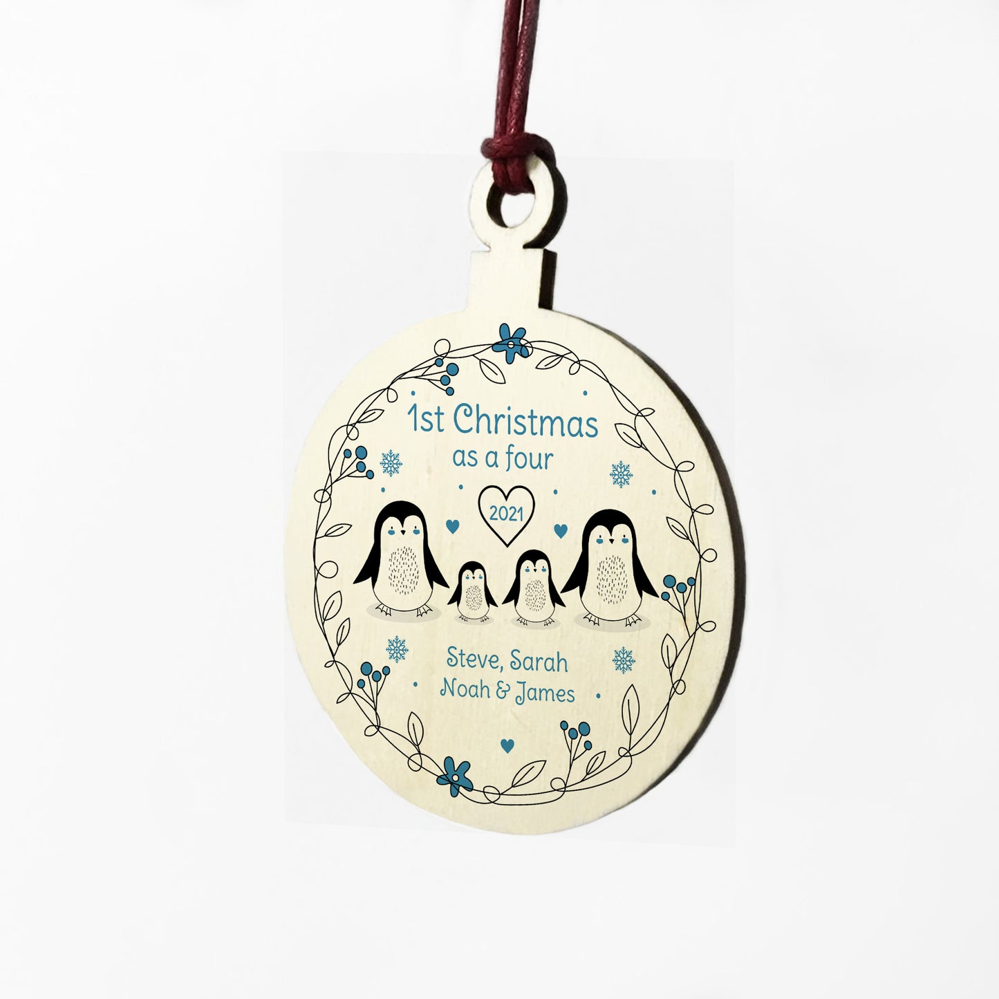 Personalised Family Christmas Tree Bauble Christmas As A Four