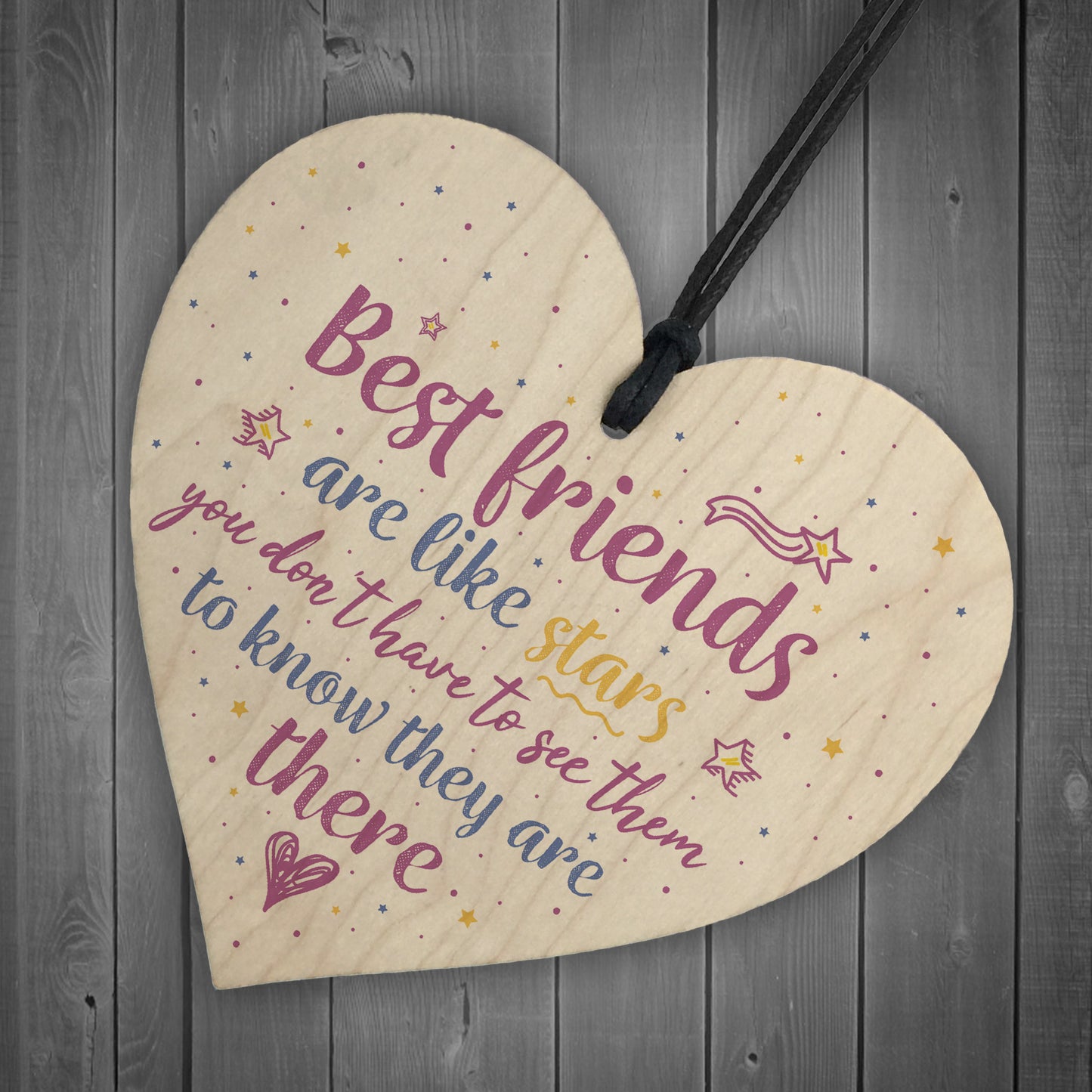 Handmade Best Friends Are Like Stars Wooden Heart Plaque Gift
