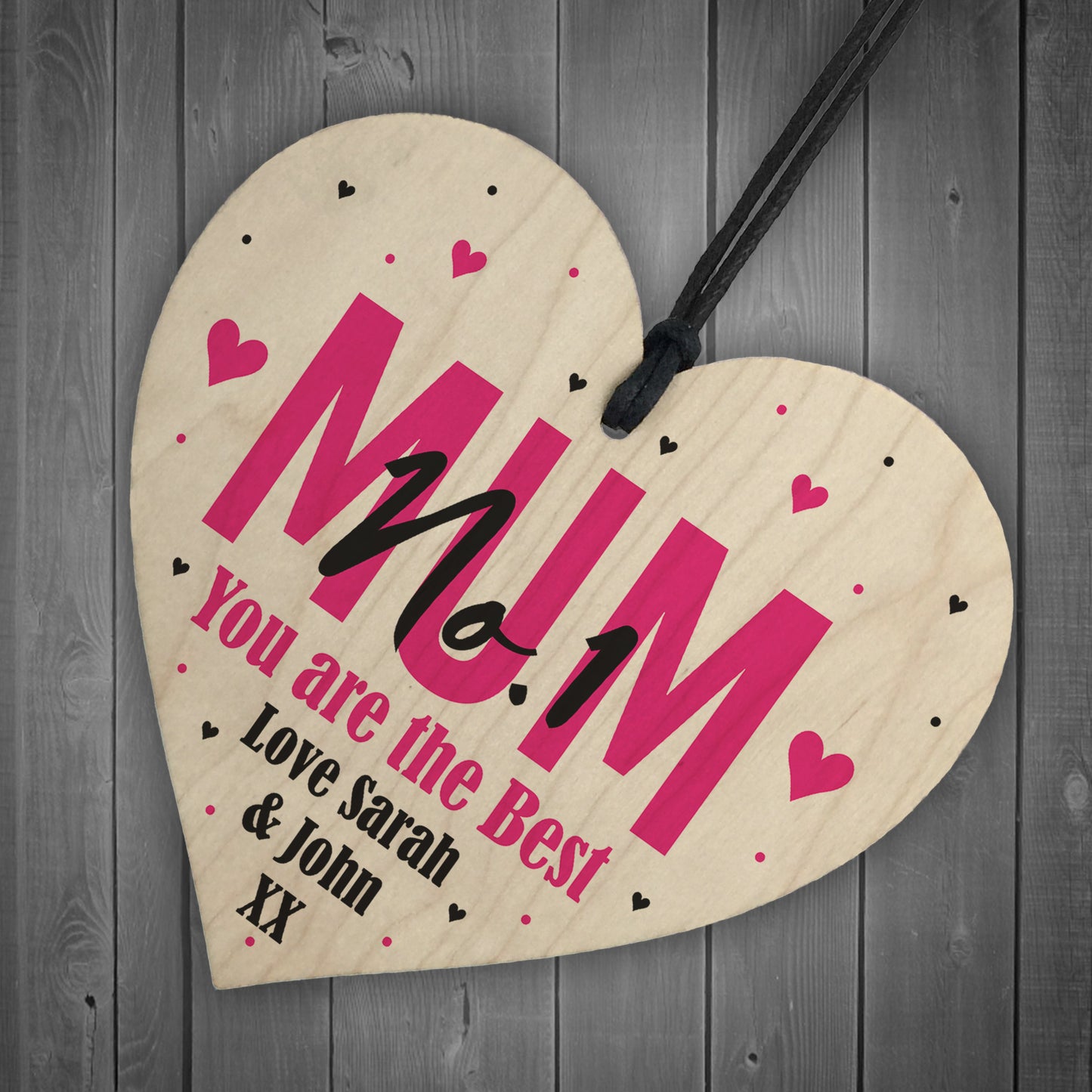 No 1 Mum Gift Personalised Hanging Heart Birthday Christmas Gift