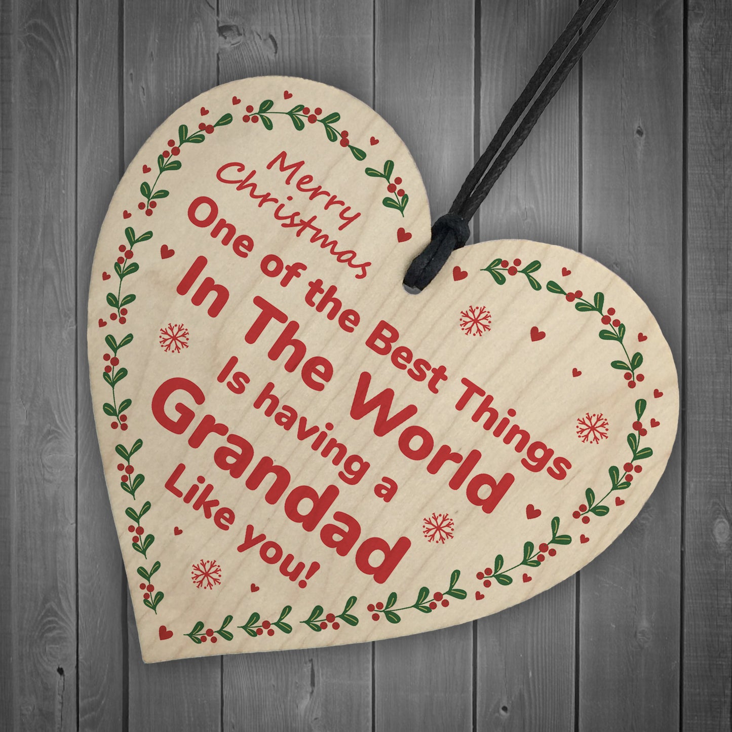 Best Grandad Christmas Gifts For Him Novelty Wood Heart Bauble