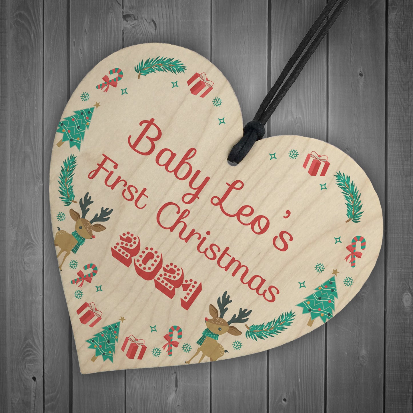 Babys 1st Christmas Bauble Tree Decoration Personalised Heart