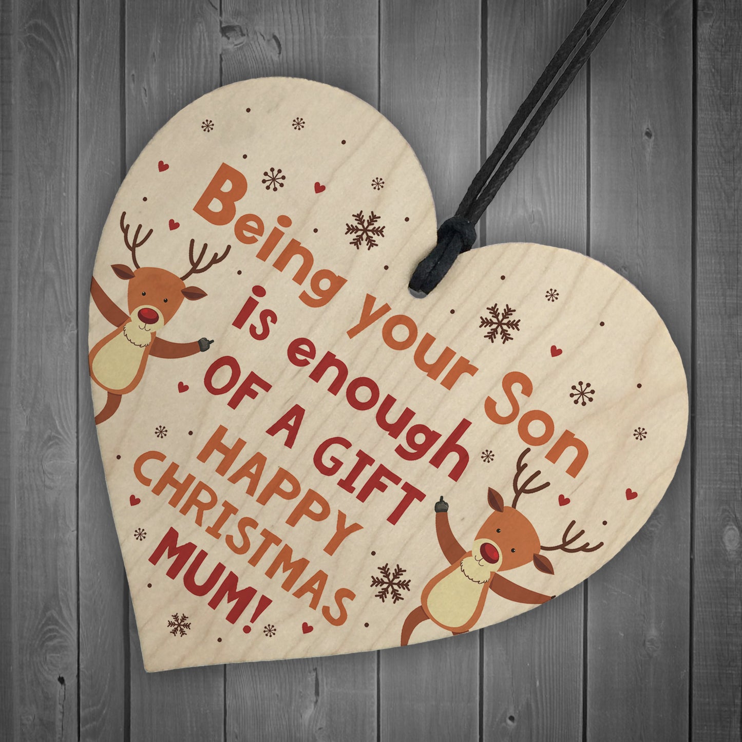 Funny Christmas Gift For Mum From Son Wood Heart Funny Mum Card