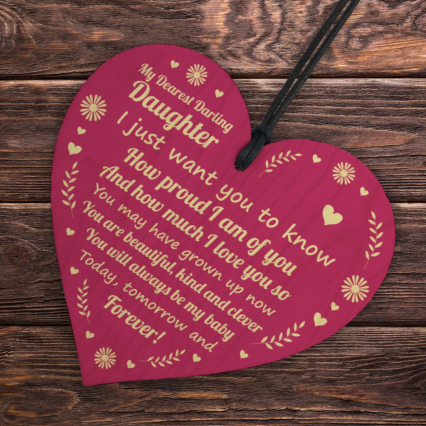 Daughter Gifts From Mum Wooden Hanging Heart Gift For Her