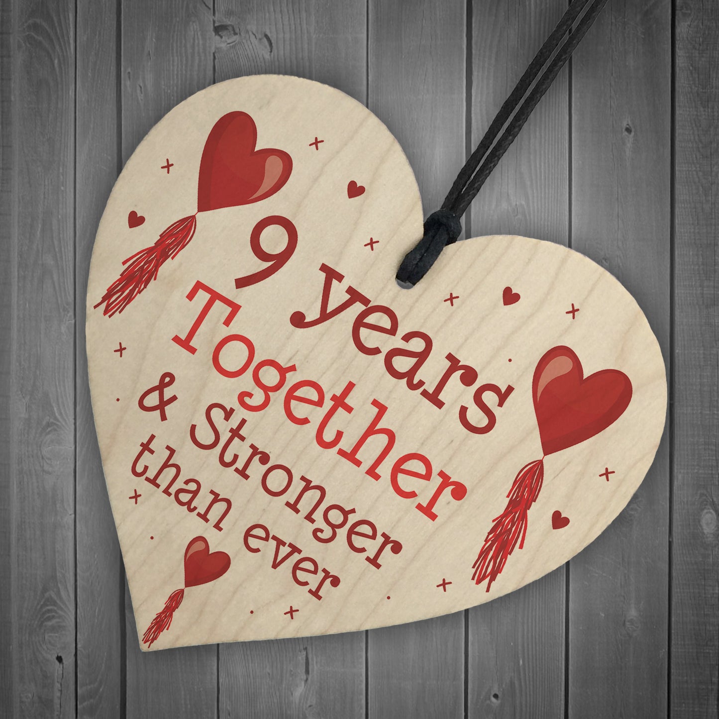 9th Anniversary Gift Wood Heart Perfect Gift For Husband Wife