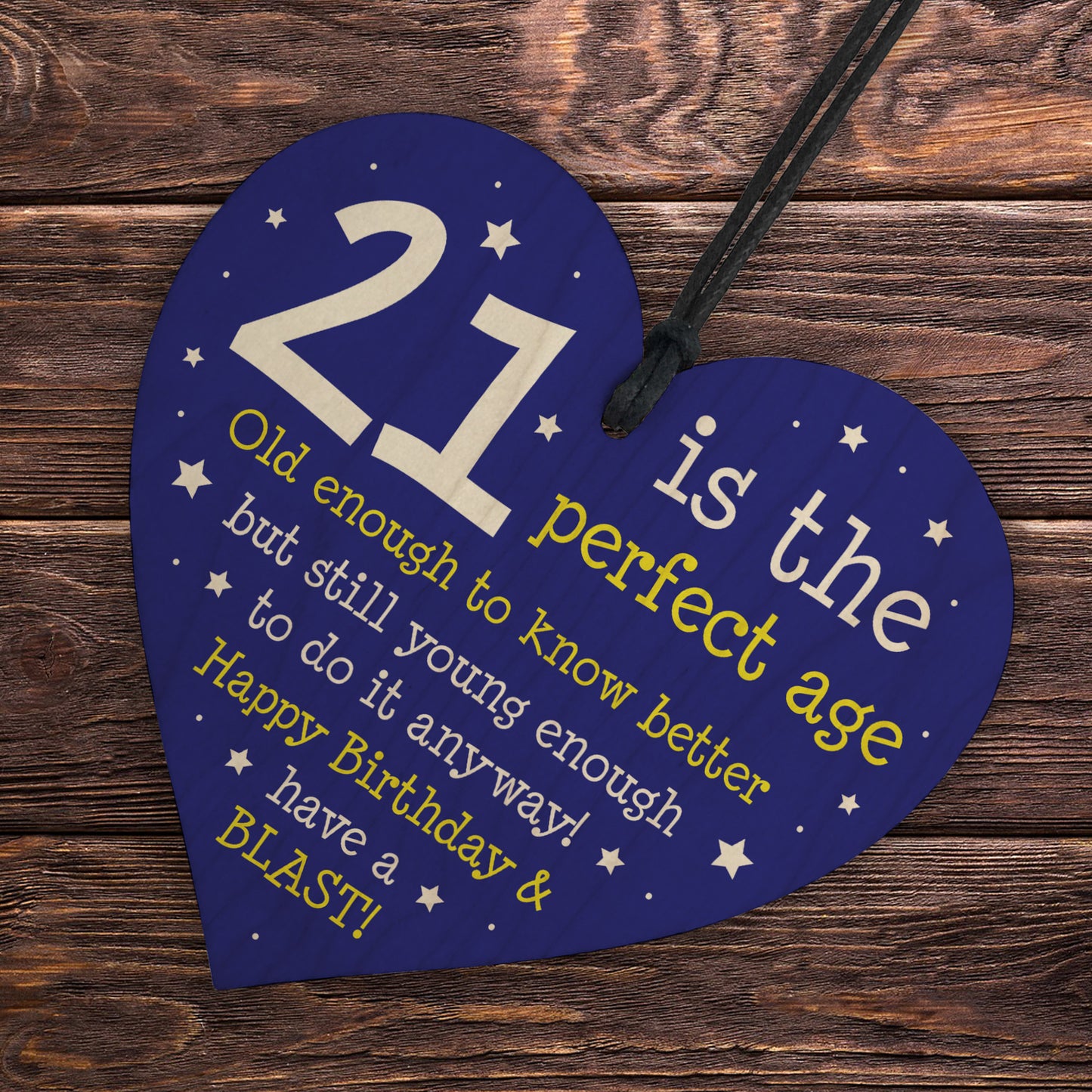 Perfect 21st Birthday Gift for Daughter or Son Wood Heart Humour