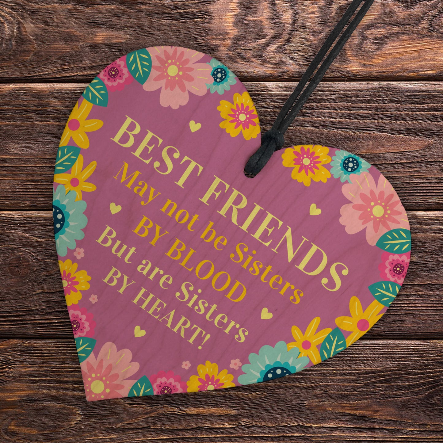 Best Friends Wooden Friendship Hanging Heart Birthday Friend