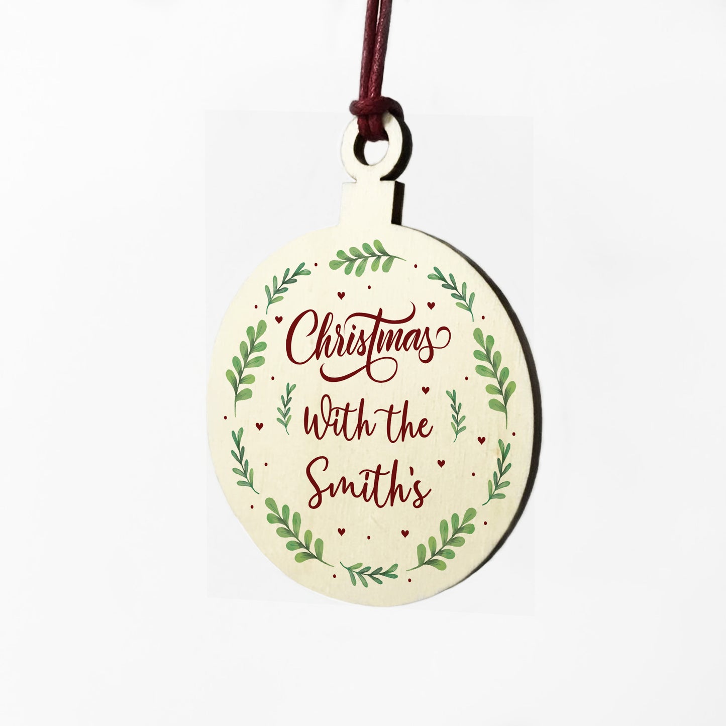 Personalised Wooden Christmas Tree Decoration Family Bauble