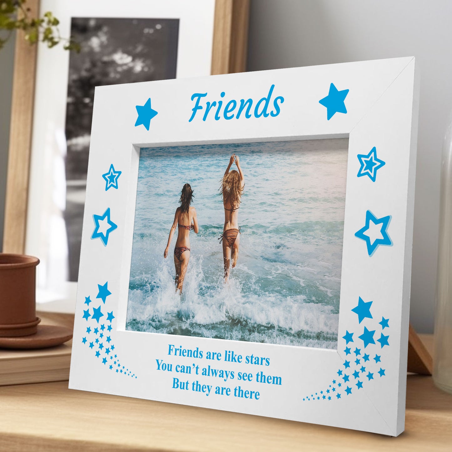 Friends Are Like Stars Wooden Photo Frame Gift For Birthday