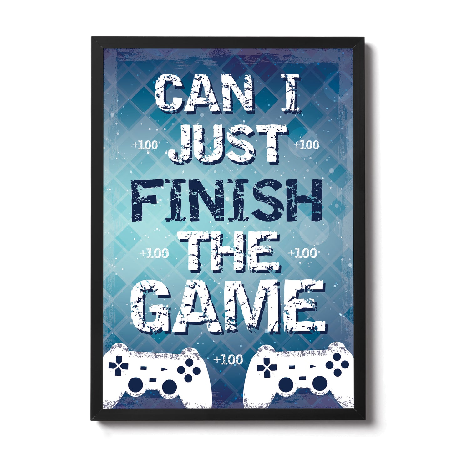 Blue Gaming Print Framed Gift For Gamer Son Dad Boys Bedroom