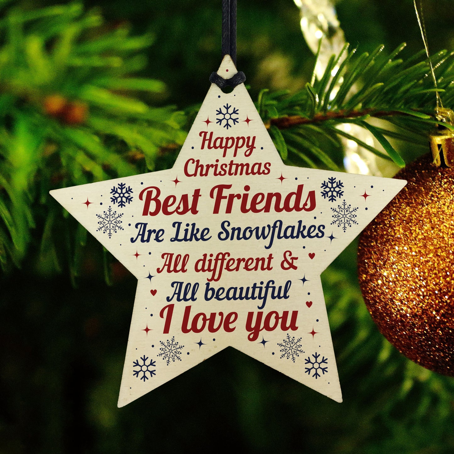 Christmas Gifts For Best Friend Wooden Baubles Tree Decoration