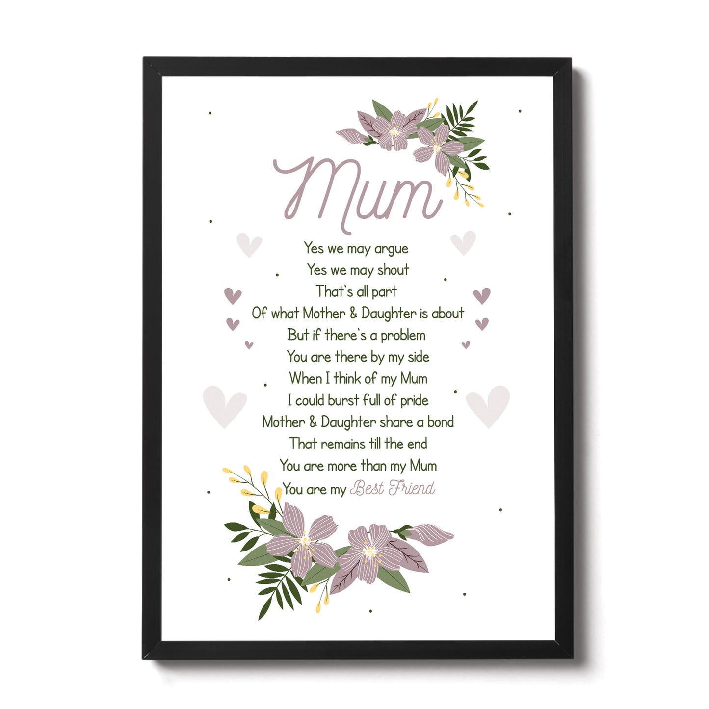 Mother And Daughter Gift Frame Print Mum Birthday Christmas Gift