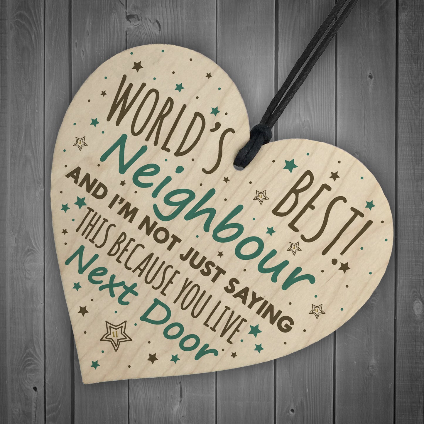 Christmas Best Neighbour Gifts Wooden Heart Keepsake Plaque