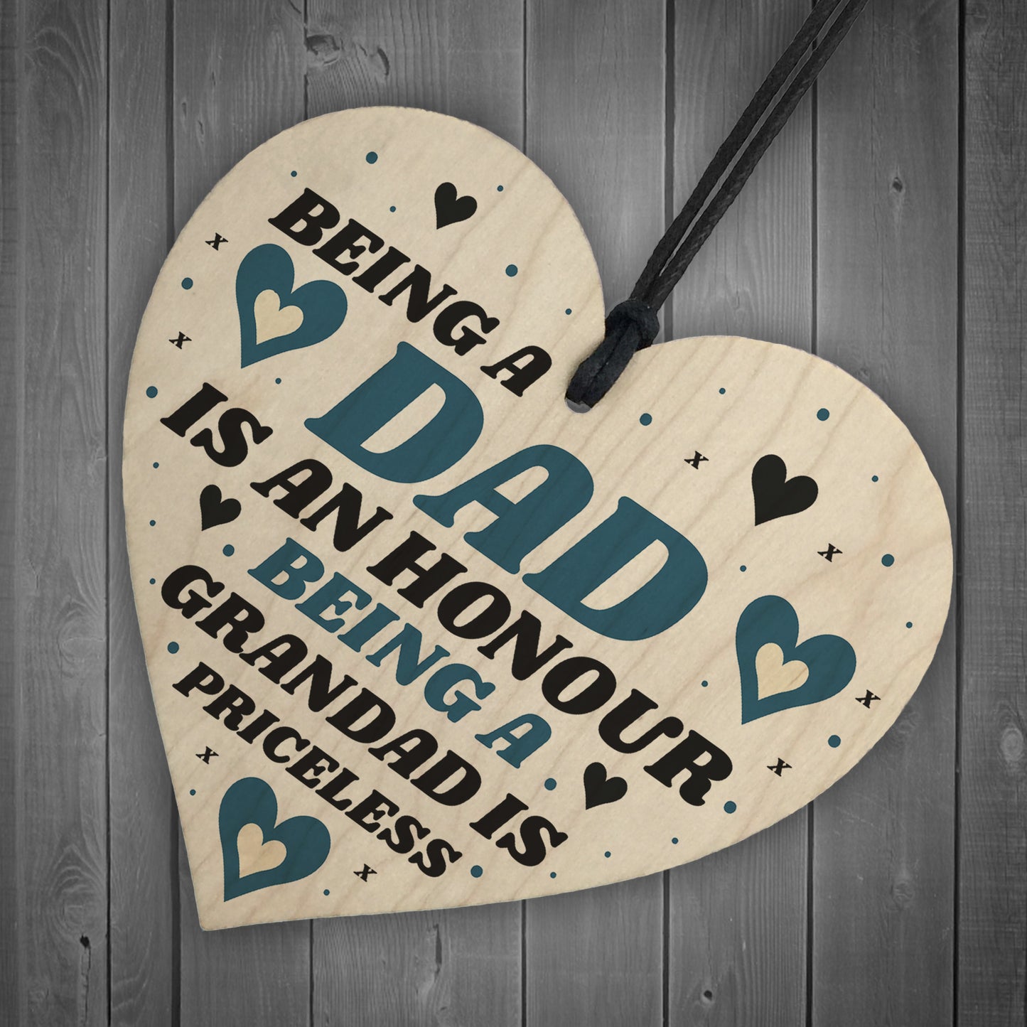 Gift For Dad Grandad Wood Heart Birthday Christmas Gift Thankyou