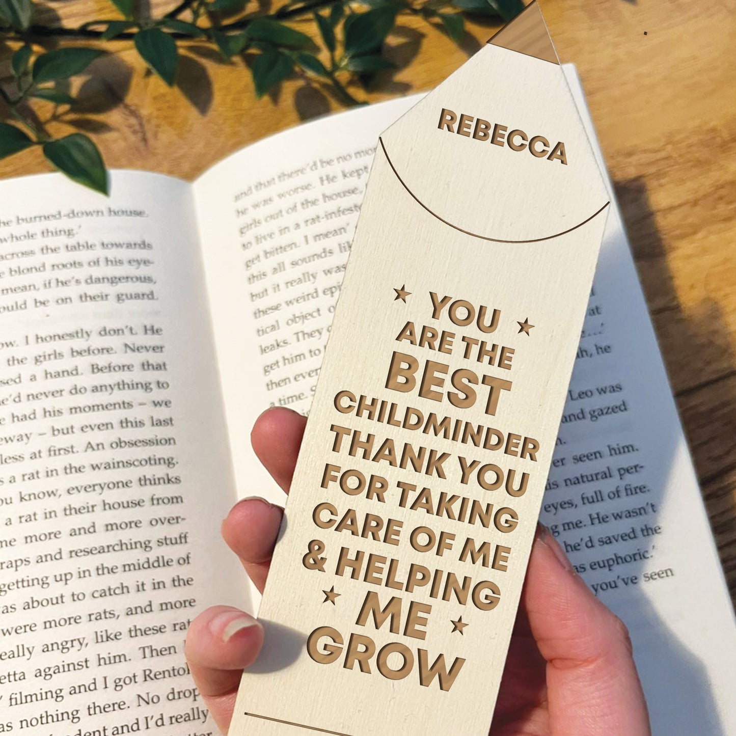 Personalised Best Childminder Gift Engraved Wood Bookmark
